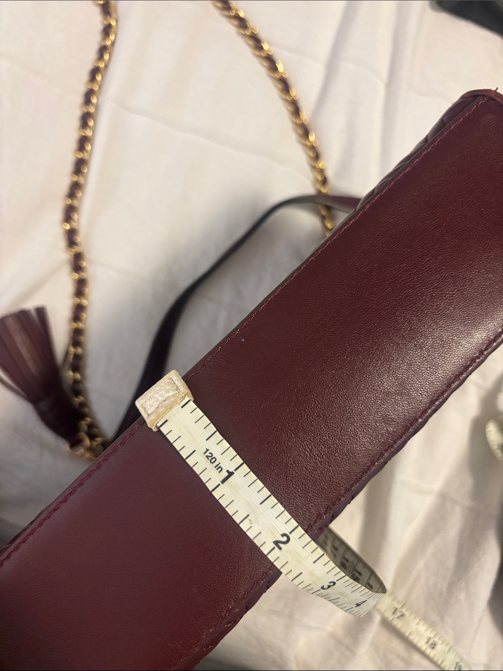 Tory Burch Burgundy “Kira” Quilted Leather Chain Crossbody - Picture 10 of 10